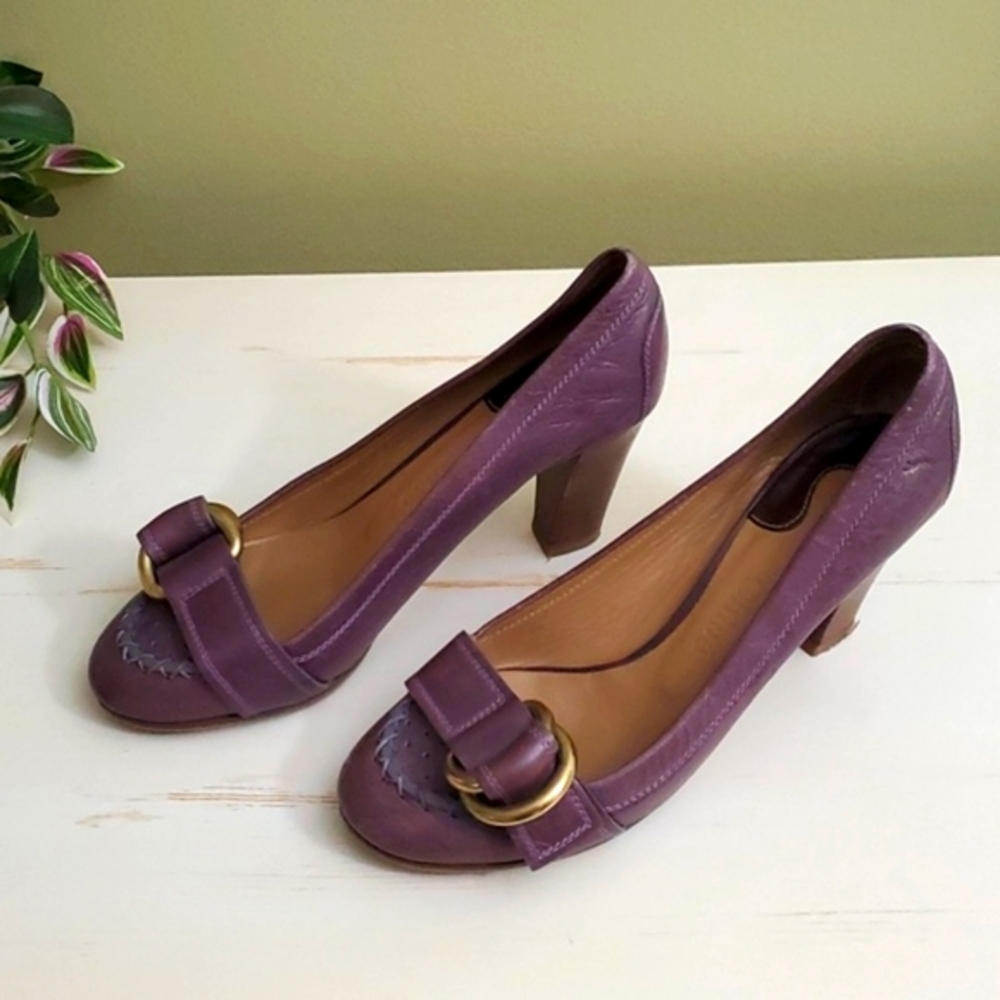 Chloé | Purple Leather Heeled Loafers Sz 37